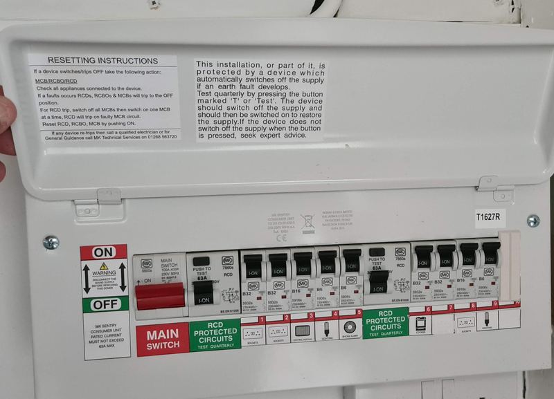 A consumer unit with clearly labelled circuits